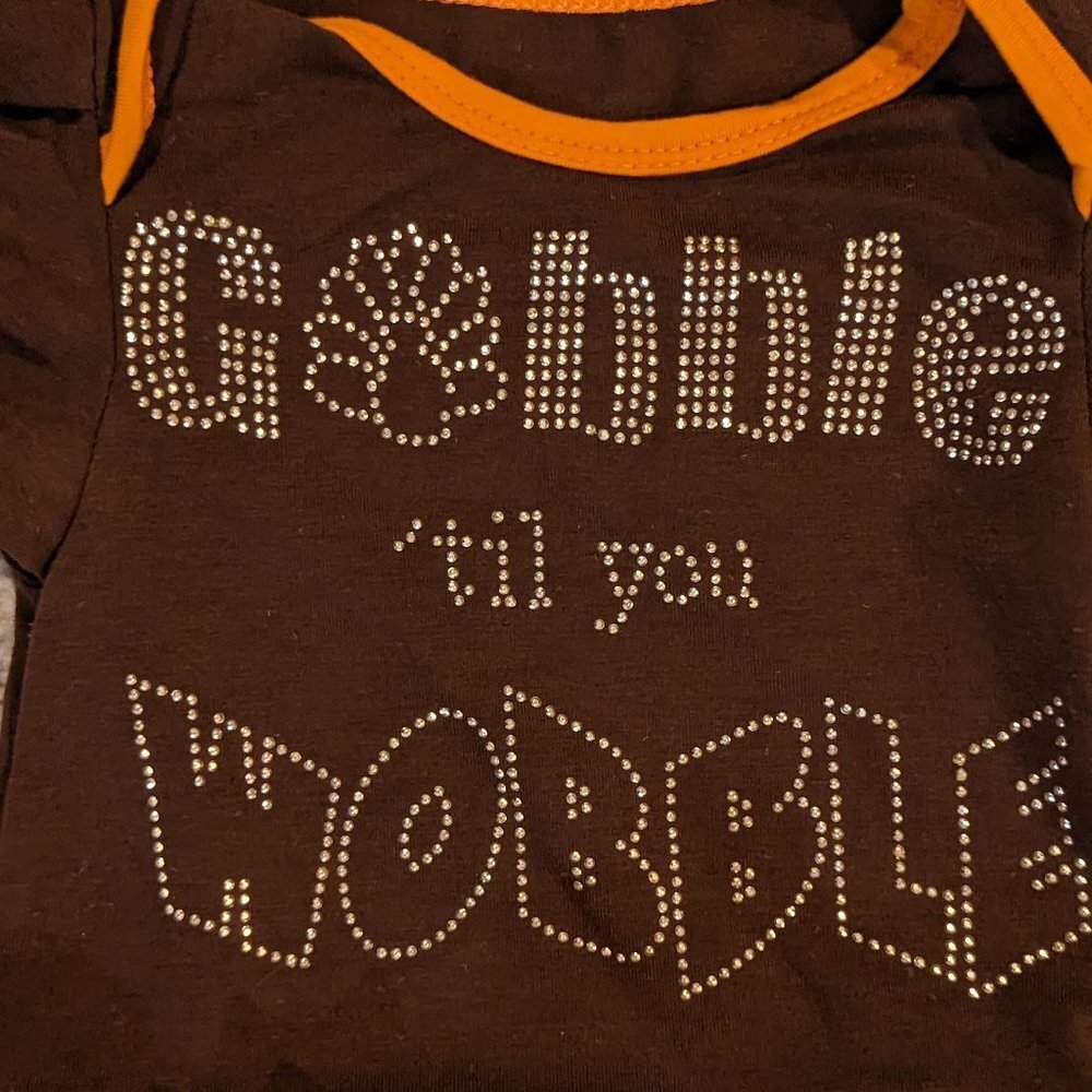 Thanksgiving Baby Girl Tutu Dress Studs Gobble Til You Wobble New 3-6M - Picture 3 of 8